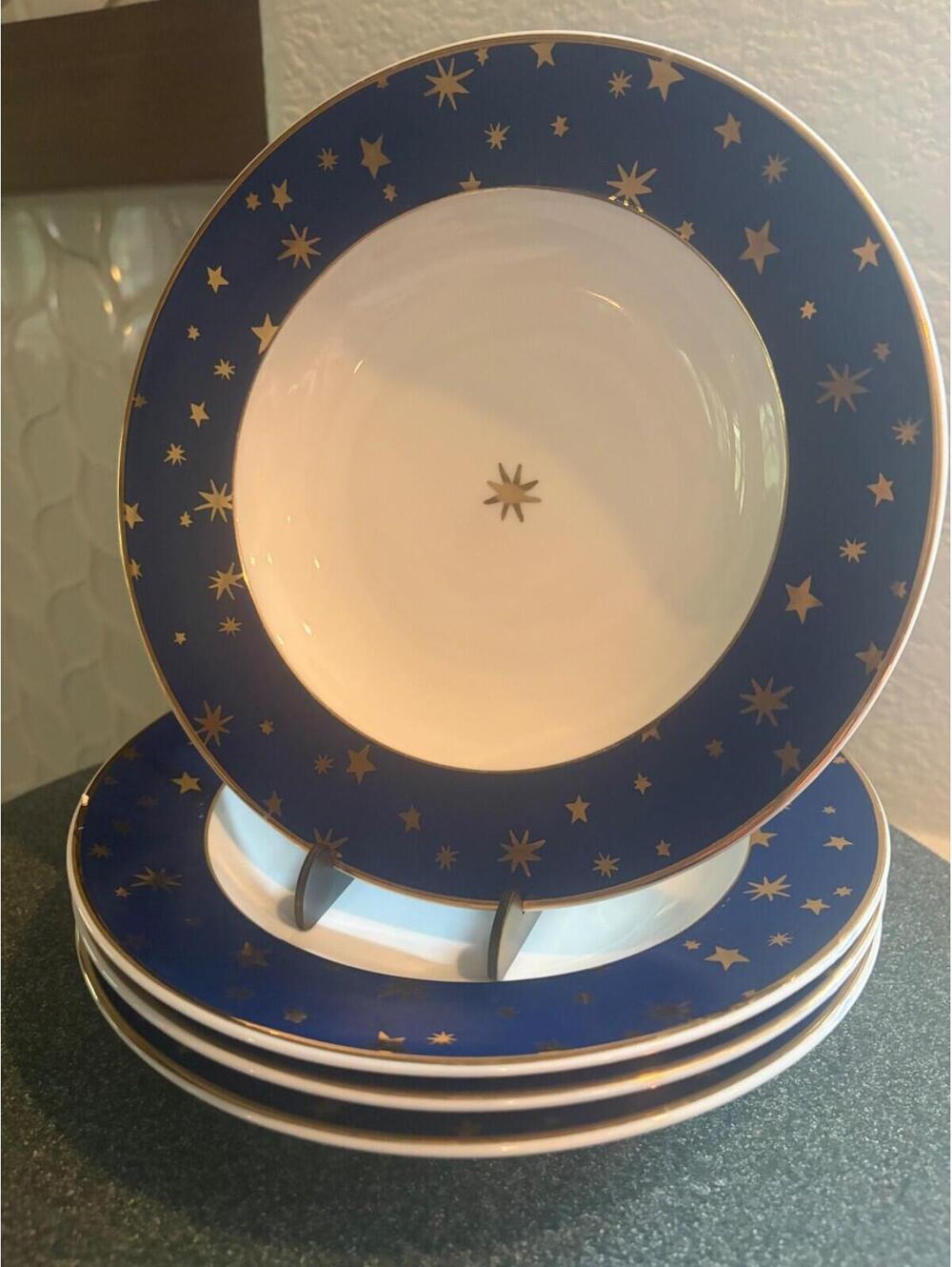 Sakura GALAXY Blue Fine Porcelain  by SAKURA Set of 4 SOUP BOWLS 8.5"